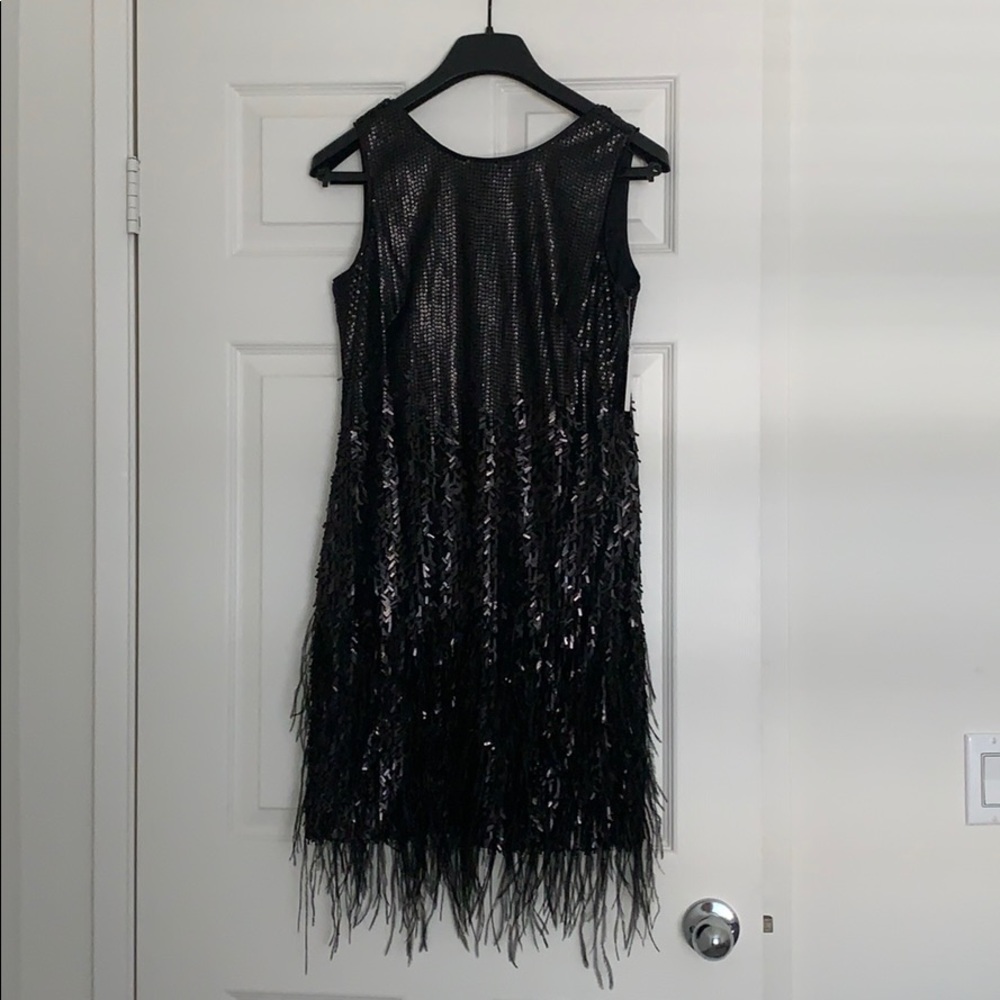 Sequins leather sleeveless mini dress
